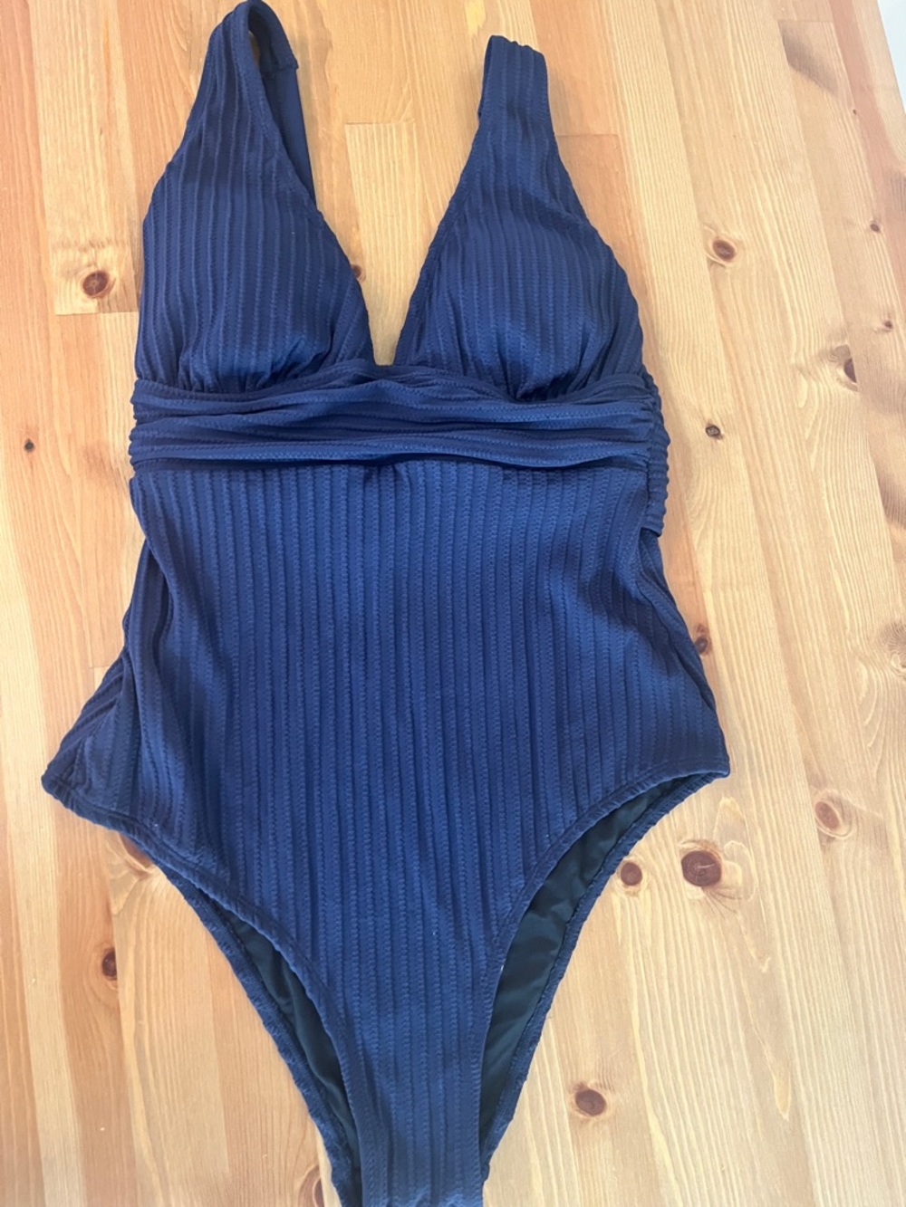 Navy Ribbed One-Piece Swimsuit